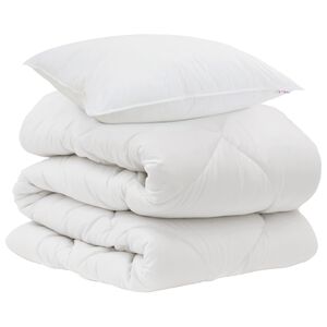 vidaXL Odeja z blazino 2 pcs Bela Mikrovlakna