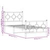 vidaXL Kovinski posteljni okvir z vzglavjem in vznožjem bel 90x190 cm