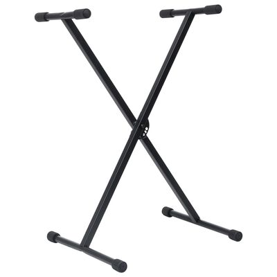 vidaXL Komplet stojala in stolčka za klaviature črn