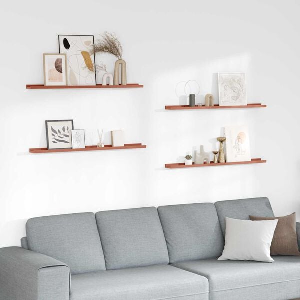 vidaXL Stenska polica 4 pcs Rdeča 100 x 9 x 3 cm Konstruiran les