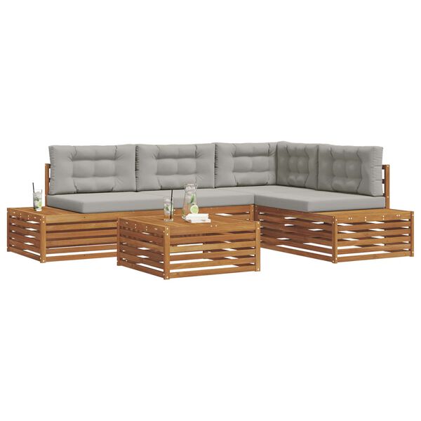 vidaXL Zunanja garnitura za sedenje 5 Kos Naravna in svetlo siva