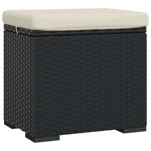 vidaXL Tabure z blazino črn 40x30x40 cm poli ratan
