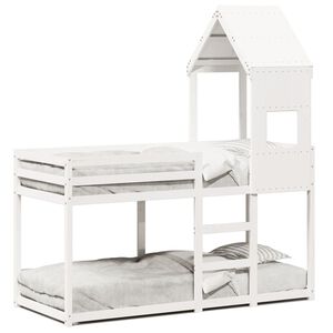 vidaXL Pograd s streho bel 90x190 cm trdna borovina