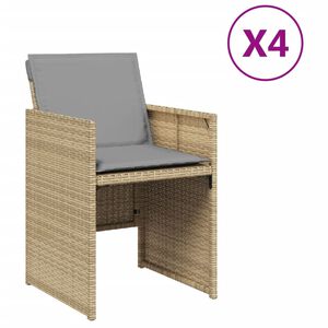 vidaXL Vrtni stoli z blazinami 4 kosi bež poli ratan