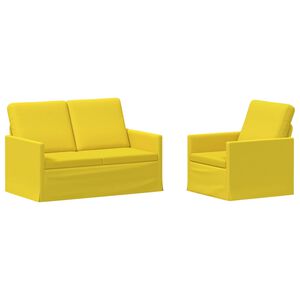 vidaXL Kavčna garnitura 2 pcs Svetlo rumena Blago