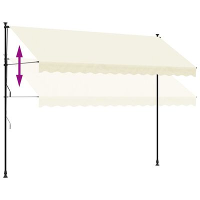 vidaXL Zložljiva tenda krem 350x150 cm tkanina in jeklo