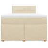 vidaXL Box spring postelja z vzmetnico krem 120x200 cm blago