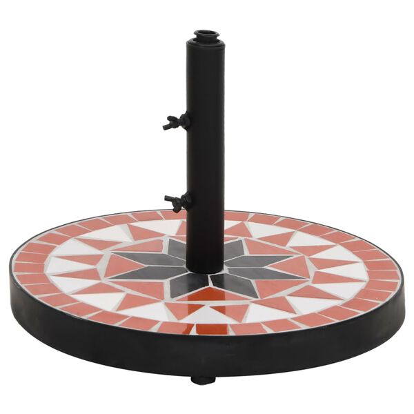 vidaXL Podstavek za senčnik terakota in bel okrogel 12 kg