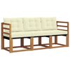 vidaXL Zunanja garnitura za sedenje z blazino 3 pcs Naravna in smetana