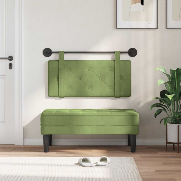 vidaXL Visoki naslon za glavo Svetlo zelena 100 x 55 x 5 cm Žamet