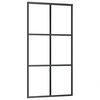 vidaXL Drsna vrata z opremo črna 102x205 cm ESG steklo