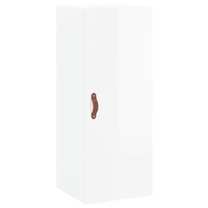 vidaXL Stenska omarica visok sijaj bela 34,5x34x90 cm