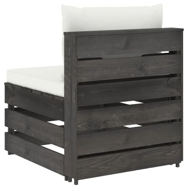 vidaXL Sekcijski sredinski kavč z blazinami siv impregniran les