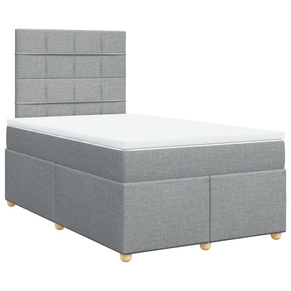 vidaXL Boxspring postelja z vzmetnico svetlo siva 120x190 cm blago