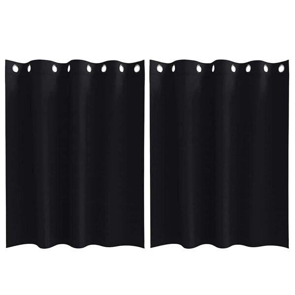 vidaXL Zavese za zatemnitev z obroči 2 pcs Črna 140 x 140 cm Poliester