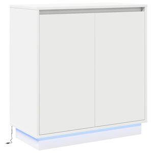 vidaXL LED bočni predalnik Bela 71 x 34,5 x 75 cm Konstruiran les