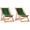 vidaXL Zložljivi stoli za na plažo 2 kosa zeleno blago