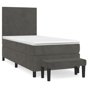vidaXL Box spring postelja z vzmetnico temno siva 80x200 cm žamet