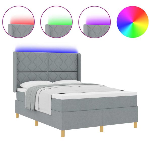 vidaXL Postelja z vzmetnico z vzmetnico Svetlo siva 140 x 200 cm blago