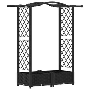 vidaXL Dvignjeno leži&scaron;če s trellisom in streho Črna 124 x 40 x 123 cm