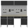 vidaXL Set delovnih omar s predalom s shranjevanjem 10 pcs Črna