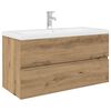 vidaXL omarica za umivalnik z vgrajenim umivalnikom pipo Artisan Oak