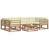vidaXL Zunanja garnitura za sedenje z blazino 7 pcs Naravna in smetana