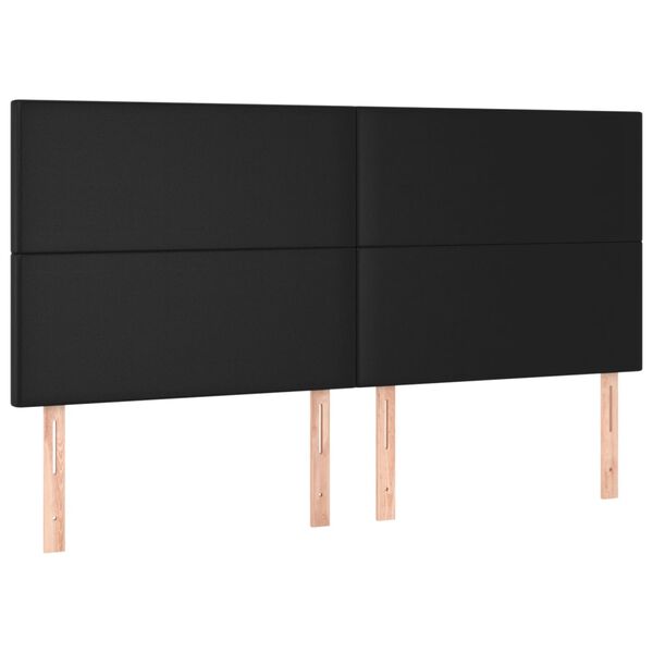 vidaXL LED posteljno vzglavje črno 160x5x118/128 cm umetno usnje