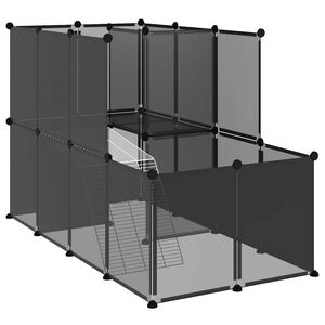 vidaXL Ograda za male živali črna 142x74x93 cm PP in jeklo