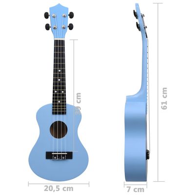 vidaXL Otroški ukulele soprano s torbo baby moder 23"