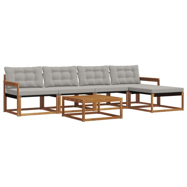 vidaXL Zunanja garnitura za sedenje 6 pcs Naravna in svetlo siva