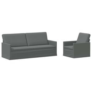 vidaXL Kavčna garnitura 2 pcs Temno siva Blago