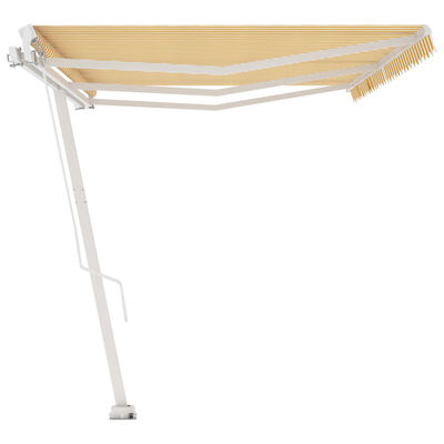 vidaXL Prostostoječa ročno zložljiva tenda 600x350 cm rumena/bela