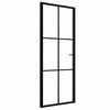 vidaXL Notranja vrata 76 x 201,5 cm Aluminij Črna in prozorna