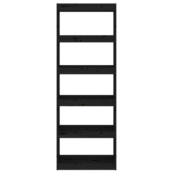 vidaXL Knjižna omara/pregrada črna 60x30x167,5 cm trdna borovina