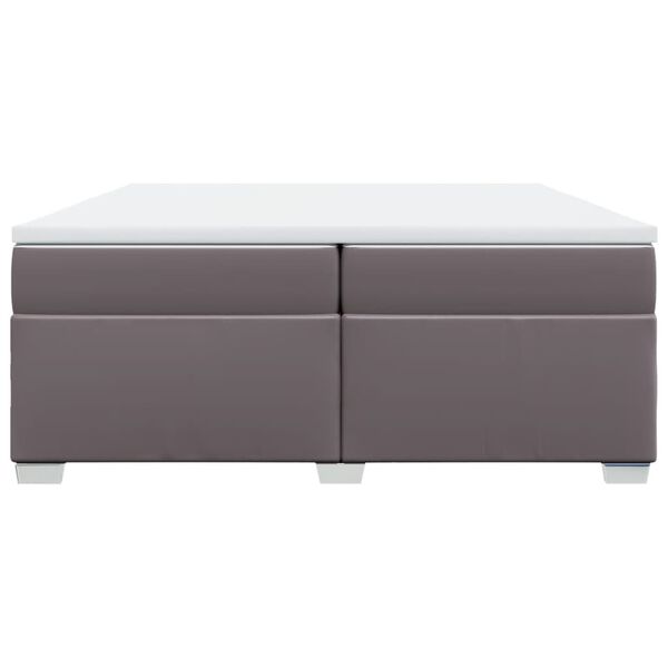 vidaXL Box spring postelja z vzmetnico siva 200x200 cm umetno usnje