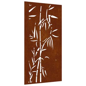 vidaXL Vrtna stenska dekoracija 105x55 cm corten jeklo bambus
