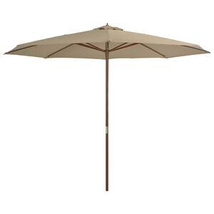 vidaXL Zunanji senčnik z lesenim drogom 350 cm taupe