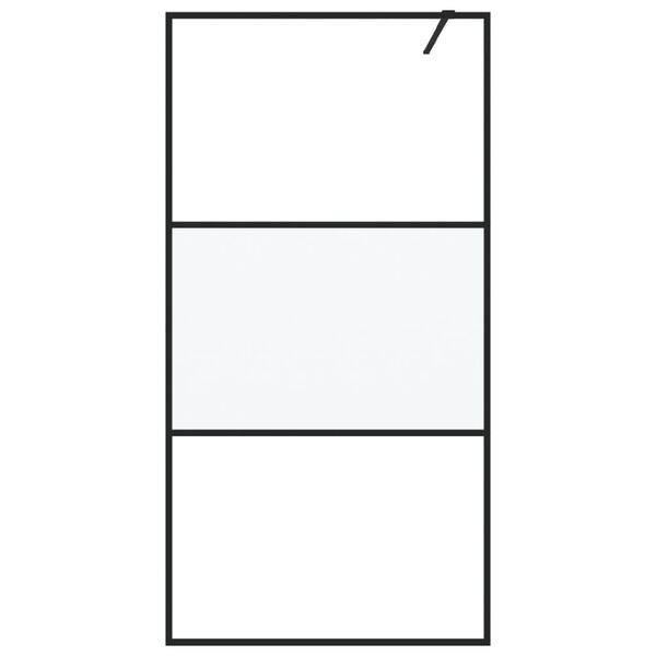 vidaXL Pregrada za tu&scaron; črna 100x195 cm delno motno ESG steklo
