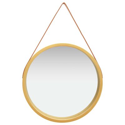 vidaXL Stensko ogledalo s pasom 60 cm zlato