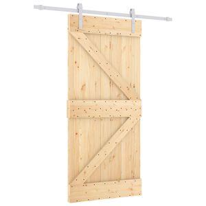 vidaXL Drsna vrata 90 x 210 cm Trdna borovina Naravna in bela