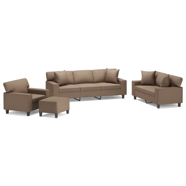 vidaXL Sedežna garnitura 4-delna z blazinami kapučino umetno usnje