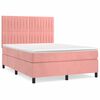 vidaXL Box spring postelja z vzmetnico roza 140x200 cm žamet