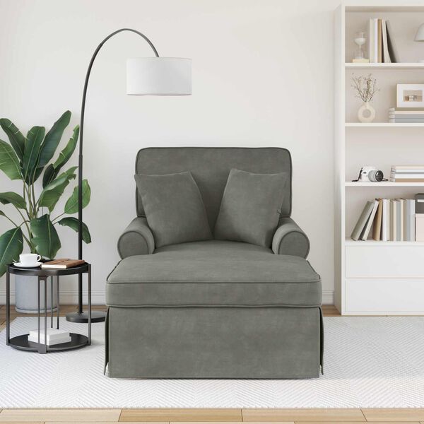 vidaXL Naslonjač z krilom z blazino Svetlo siva 91 x 157 x 91 cm