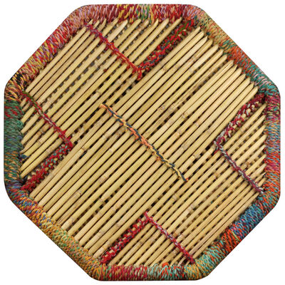 vidaXL Klubska mizica iz bambusa s Chindi detajli večbarvna