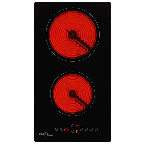 vidaXL Keramična kuhalna plošča z 2 gorilnikoma na dotik 3000 W