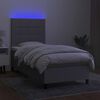 vidaXL Box spring postelja z vzmetnico LED sv. siva 100x200 cm blago
