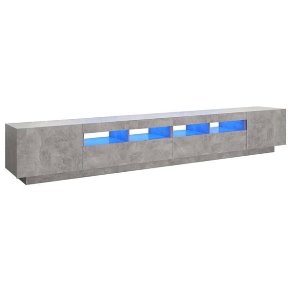 vidaXL TV omarica z LED lučkami betonsko siva 260x35x40 cm