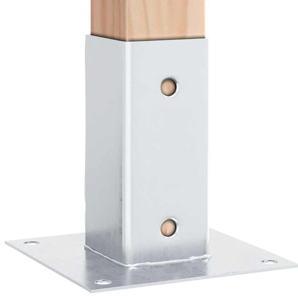 vidaXL Post Bases Square 12 kosov Silver 61x61 mm Pocinkano jeklo