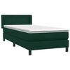 vidaXL Box spring postelja z vzmetnico temno zelena 90x220 cm žamet
